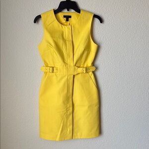 J. Crew Yellow Sheath Mini Dress Crew Neck Sleeveless